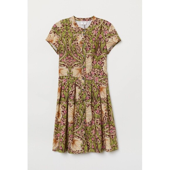 Morris & Co x H&M Pimpernel Floral Fit & Flare Dress Size 6 Cottagecore Boho - Picture 2 of 10